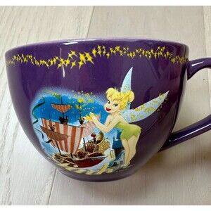 Disney Store Vtg Tinkerbell Mug Oversize 20oz Hot Beverage Cup Purple Ceramic